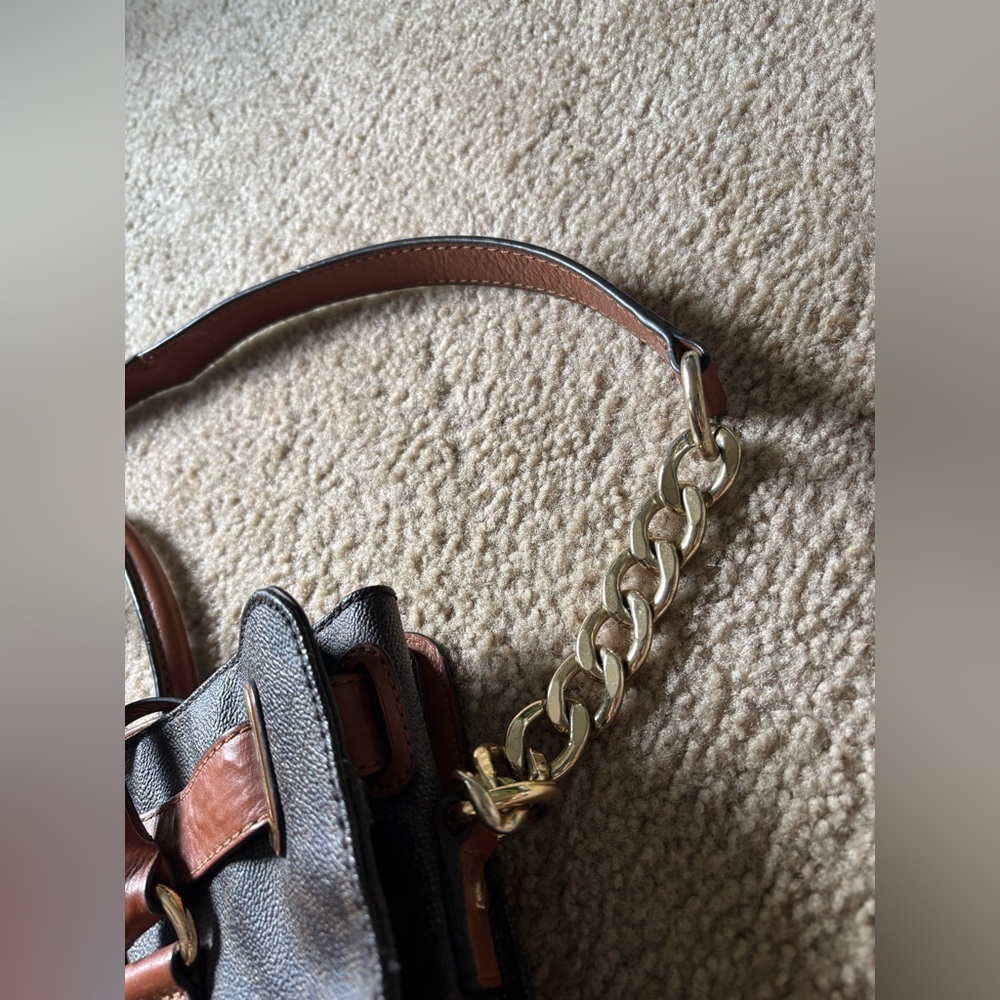 Michael Kors Hamilton Crossbody Tote Brown Purse Bag - Picture 6 of 16